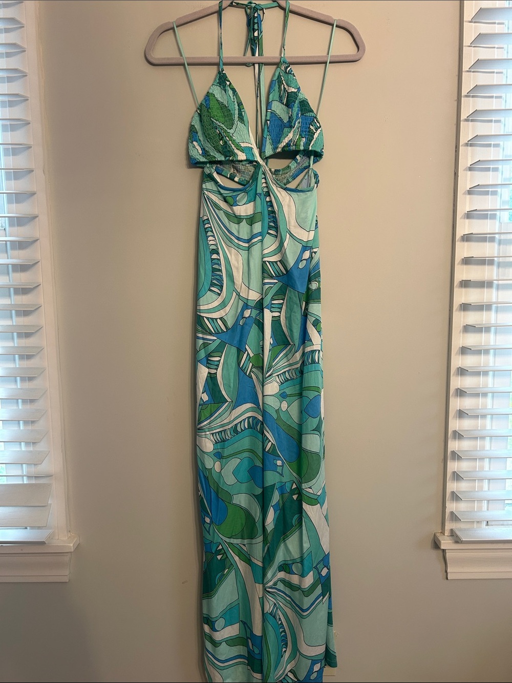 Olivaceous Teal & Green Cutout Maxi Jumpsuit